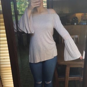 Long sleeve off the shoulder shirt